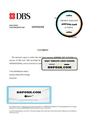 Singapore DBS bank account closure reference letter template in Word and PDF format