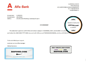 Russia Alfa Bank bank account closure reference letter template in Word and PDF format