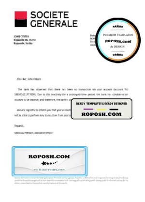 Serbia Societe Generale bank account closure reference letter template in Word and PDF format