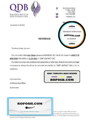 Qatar Development Bank bank account closure reference letter template in Word and PDF format