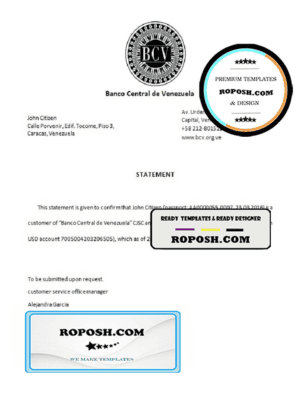 Venezuela Banco Central de Venezuela bank account closure reference letter template in Word and PDF format