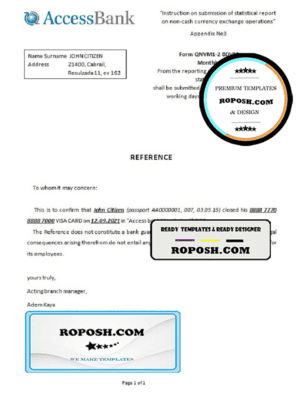 Azerbaijan Access bank account closure reference letter template in Word and PDF format