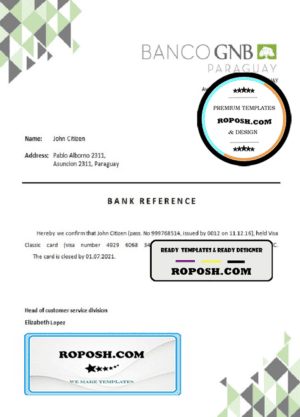 Paraguay Banco GNB bank account closure reference letter template in Word and PDF format