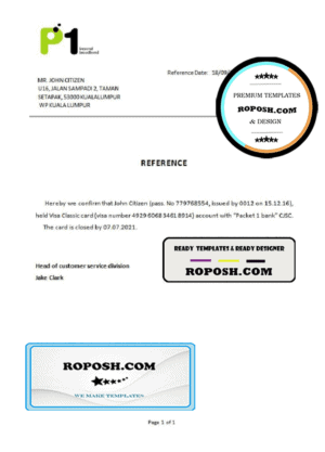 Malaysia Packet 1 Network bank account closure reference letter template in Word and PDF format