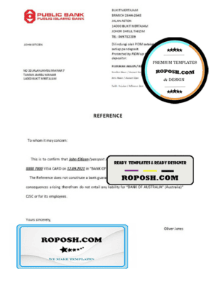 Malaysia Public Bank bank account closure reference letter template in Word and PDF format