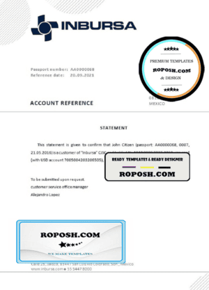 Mexico Inbursa bank account closure reference letter template in Word and PDF format