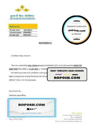 Nepal Kumari Bank bank account closure reference letter template in Word and PDF format
