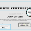 USA Birth Certificate template in Word and PDF format