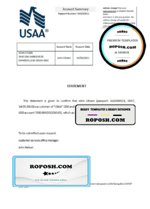 USA USAA bank account closure reference letter template in Word and PDF format