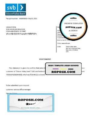USA Silicon Valley Bank bank account closure reference letter template in Word and PDF format