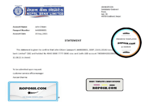 Nepal Nepal bank account closure reference letter template in Word and PDF format