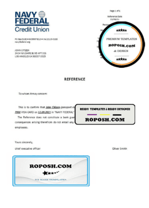USA Navy Federal bank account closure reference letter template in Word and PDF format