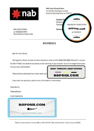 USA Nab bank account closure reference letter template in Word and PDF format