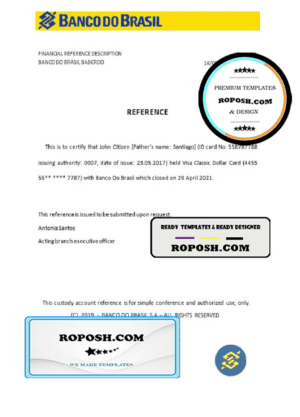 Brazil Banco do Brasil bank account closure reference letter template in Word and PDF format