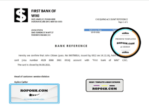 USA First Bank of Wiki bank account closure reference letter template in Word and PDF format