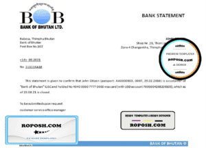 Bhutan Bank of Bhutan bank account closure reference letter template in Word and PDF format