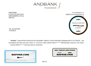 Andorra Andbank account closure reference letter template in Word and PDF format