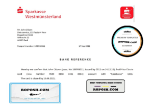 Germany Sparkasse bank account closure reference letter template in Word and PDF format