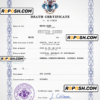 Seychelles vital record death certificate PSD template, fully editable