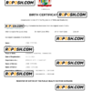 Suriname vital record birth certificate Word and PDF template, completely editable