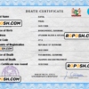 Suriname vital record death certificate PSD template, completely editable