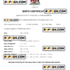 Trinidad & Tobago birth certificate Word and PDF template, completely editable