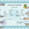 Tuvalu vital record birth certificate PSD template