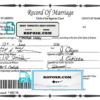 USA Arizona state marriage certificate template in PSD format