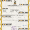 Vanuatu marriage certificate Word and PDF template, fully editable scan effect