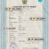 Zimbabwe death certificate PSD template, completely editable scan effect
