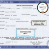 USA Missouri state birth certificate template in PSD format, fully editable