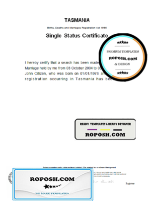 Australia Tasmania divorce certificate template in Word format