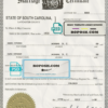 USA South Carolina marriage certificate template in PSD format