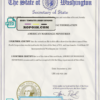USA Washington state marriage certificate template in PSD format scan effect