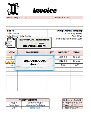 original tech universal multipurpose good-looking invoice template in Word and PDF format, fully editable