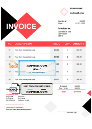 daisy fleur universal multipurpose tax invoice template in Word and PDF format, fully editable