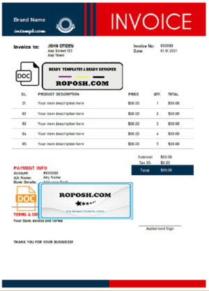 logic still universal multipurpose professional invoice template in Word and PDF format, fully editable