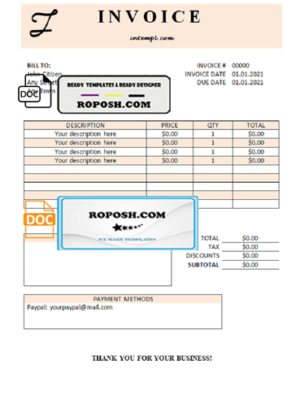 swift supply universal multipurpose professional invoice template in Word and PDF format, fully editable