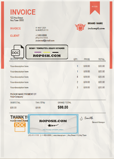 addict forum universal multipurpose good-looking invoice template in Word and PDF format, fully editable scan effect