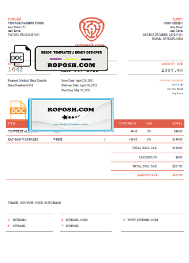 new review universal multipurpose good-looking invoice template in Word and PDF format, fully editable