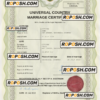 comfort universal marriage certificate Word and PDF template, completely editable scan effect