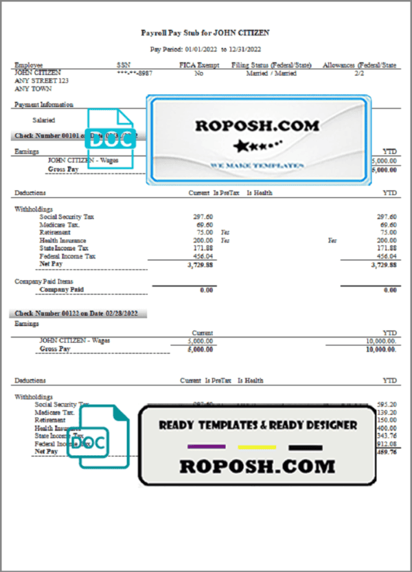 smart router pay stub template in Word and PDF format