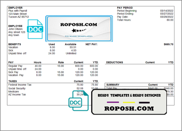 enough good pay stub template in Word and PDF format