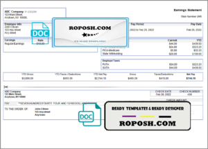 special link pay stub template in Word and PDF format