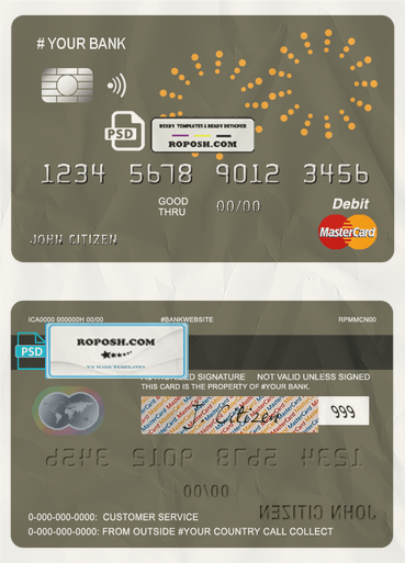 artsy line universal multipurpose bank mastercard debit credit card template in PSD format, fully editable scan effect