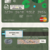 budget green universal multipurpose bank mastercard debit credit card template in PSD format, fully editable