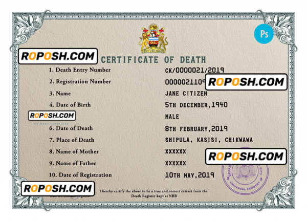 certificate dominate death universal certificate PSD template, completely editable