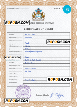coat push death universal certificate PSD template, completely editable