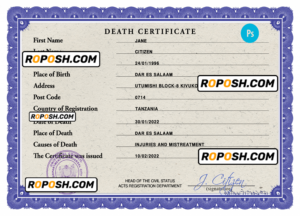 death solutions death universal certificate PSD template, completely editable