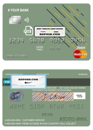 energy line universal multipurpose bank mastercard debit credit card template in PSD format, fully editable